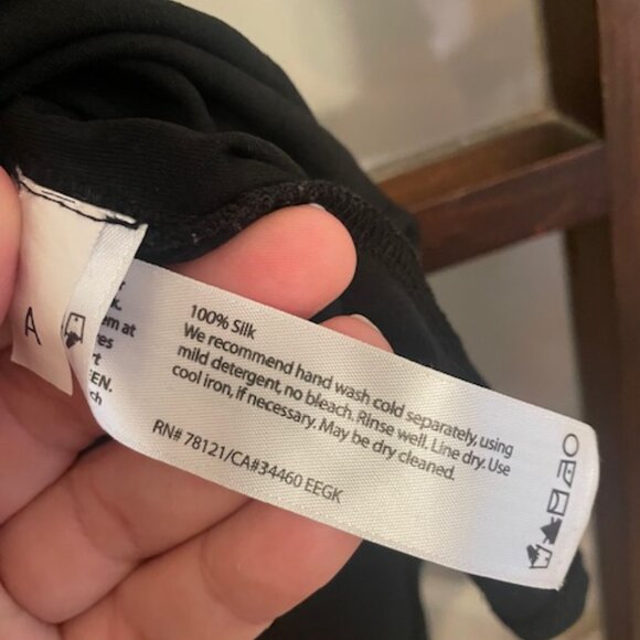 Eileen Fisher Black Silk Tank, Size Large - Picture 3 of 4